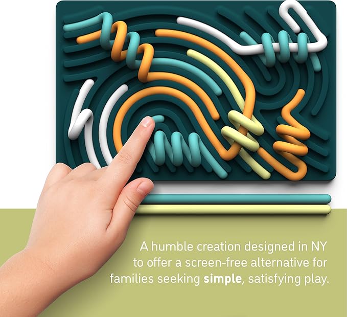 Pushpeel Sensory Activity Board: Silicone Fidget Toy for Calming, Stress, Anxiety, ADHD & Autism | Silent, No Mess | Kids 3+ & Adults | Includes Portable Travel Bag & 11 Strings