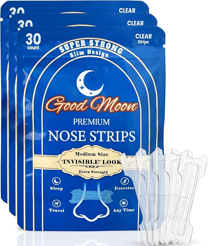 (90 Count) Premium Nasal Strips - Extra Strength - Invisible - for Sleep, Snoring Strips, Running, Gym, Travel, Allergies, Mouth Breathing, Sensitive Skin, Snore Strips Bulk (Small/Medium Size)