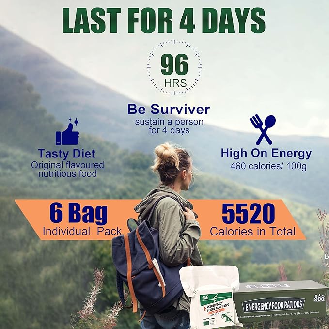 Emergency Food Supply - Original Flavor Hardtack, Mre Meals 2025, 4 Days Emergency Meals Survival Foods Bars, Emergency Supplies for Disaster Preparedness, Tin Pack, Long Shelf Life
