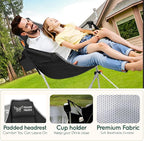 Hammock Camping Chair – Folding Swing Chair with Headrest & Cup Holder, 300 lbs Support, Breathable Mesh, Portable & Lightweight for Outdoor, Camping, Fishing, Patio & Travel