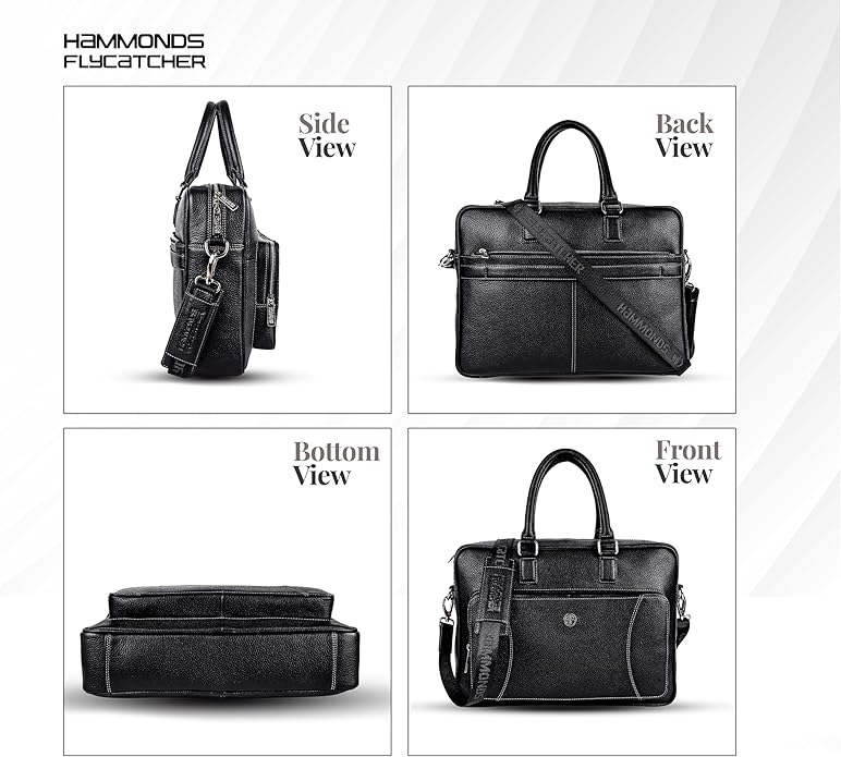 HAMMONDS FLYCATCHER Genuine Leather Laptop Bag for Men, Padded 15.6" Laptop Sleeve, Leather Messenger Bag for Men Briefcases