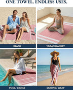 LANE LINEN Turkish Beach Towel 2 Pack, Oversized Beach Towel 39"x71", Lightweight Beach Essentials for Women, Large Pool Towel, Absorbent & Quick Dry, Sand Free Beach Towel - Hibiscus