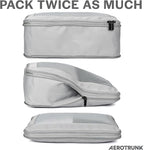 Compression Packing Cubes for Travel - Luggage Organizer Bags - Double Zipper Packing Cubes for Suitcases (2-Pack, Light Grey)