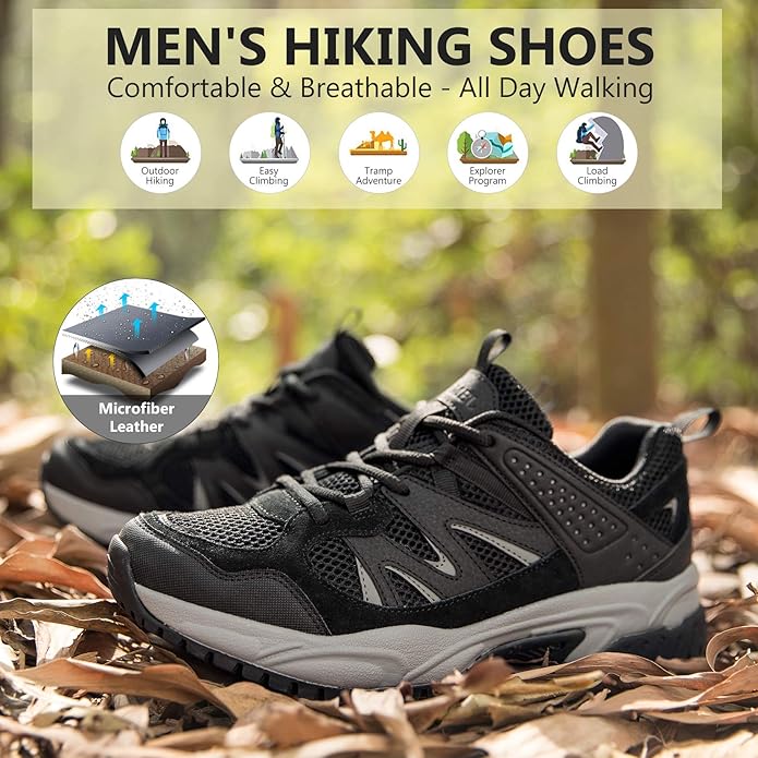 CAMELSPORTS Hiking Shoes Men Lightweight Non-Slip Breathable Sneakers Low Top Walking Shoes for Outdoor Trailing Trekking Walking Climbing
