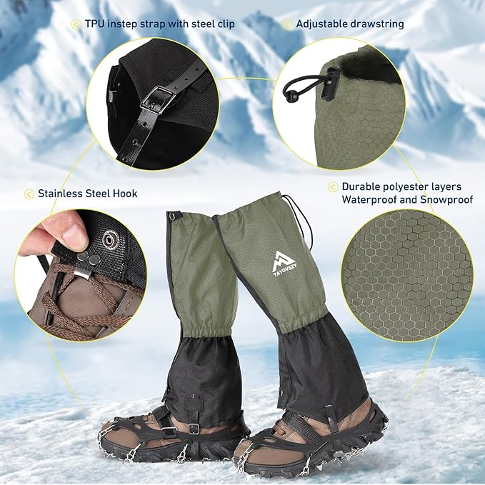 Gaiters for Hiking – Waterproof and Breathable Leg Gaiters for Women and Men Boots, Adjustable Lightweight Shoes Gaiters for Hunting, Hiking, Mountaineering, Snow Gaiters for Hiking Boots