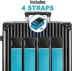 Luggage Straps for Suitcases TSA Approved Travel Belt 4 Pack by Chelmon (Sky Blue)