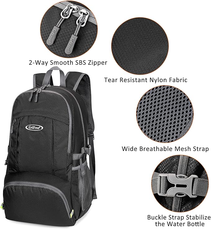 G4Free 40L Lightweight Packable Hiking Backpack, Waterproof Travel Daypack
