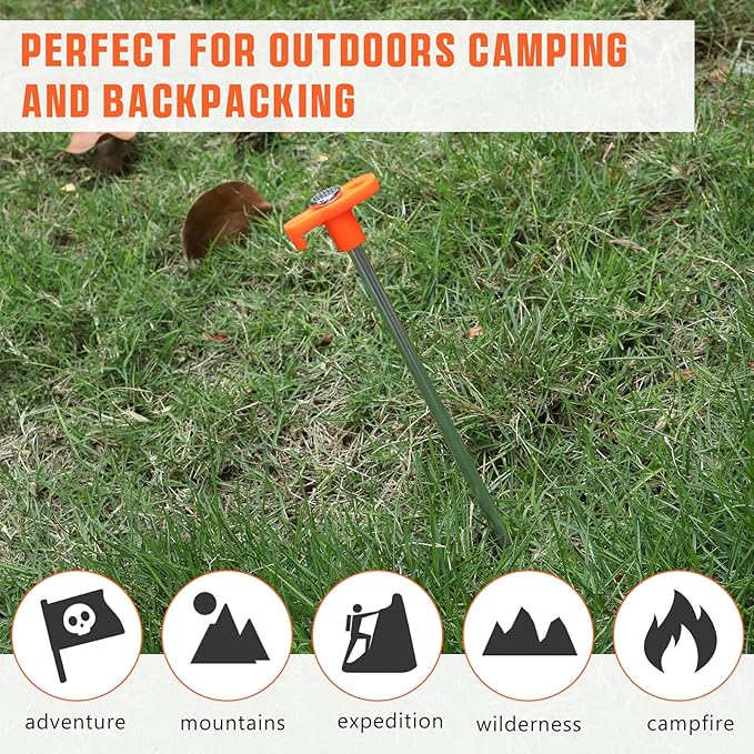 Shimeyao 10" Tent Stakes Camping Heavy Duty Stakes Bulk Metal Ground Pegs Camping Spikes Galvanized for Outdoor Pitching Canopy