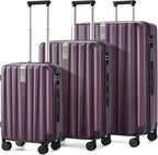 Hanke Luggage Sets 3 piece Carry On Luggage with Wheels PC Hard Shell Suitcases Lightweight Checked Tsa Luggage Extra Large Travel Suitcase Woman Men 20/24/29 Inch （Purple）