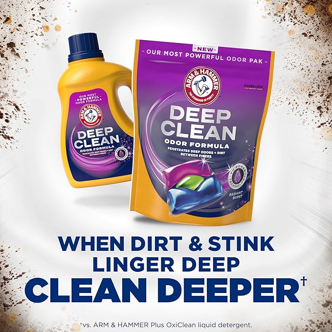 ARM & HAMMER Deep Clean Odor Formula Laundry Detergent Power Paks, 21 ct.