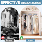 BALEINE 60'' Clear Garment Bags, 10.5'' Wide PEVA Suit Bag for Closet Clothes Dresses Suit Coats Storage (Clear, 3PK)