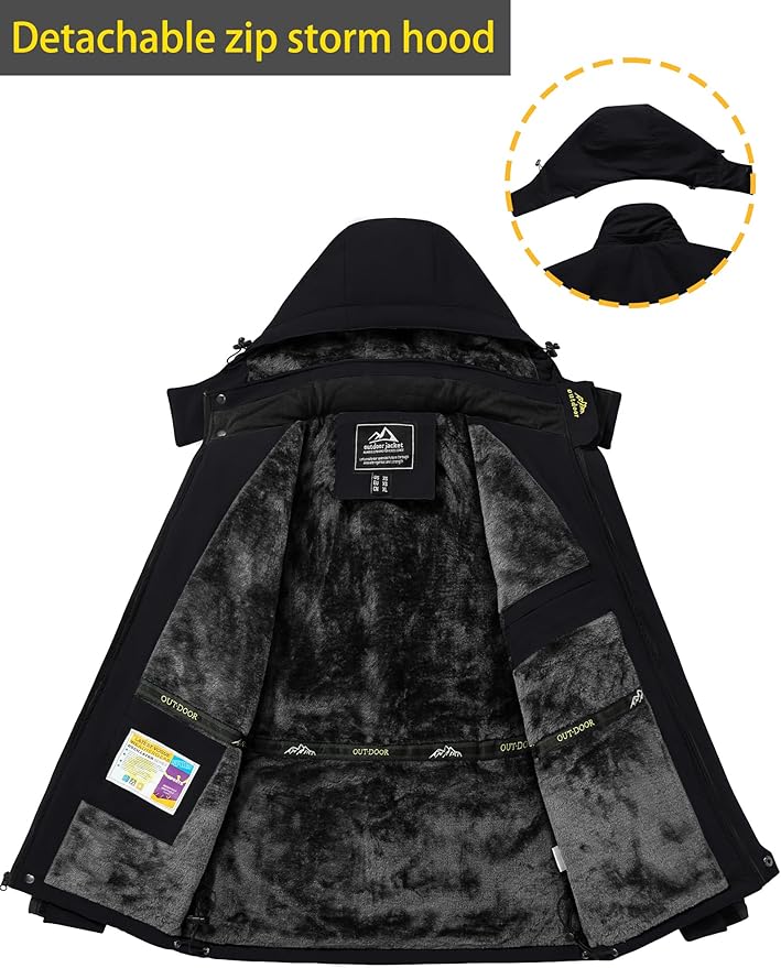 TACVASEN Men's Winter Ski Jacket Waterproof Snow Coats Snowboard Fleece Lining Jacket Warm Parka with Hooded