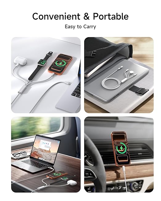 ZEEHOO Multi Charging Cable, 100W Dual USB C Charger Cable, for Apple Watch Charger, 3 in 1 Fast Charging Cable, iPhone 17/16/15 Pro, iPad, MacBook, AirPods, Nylon Braided Travel Cable