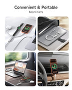 ZEEHOO Multi Charging Cable, 100W Dual USB C Charger Cable, for Apple Watch Charger, 3 in 1 Fast Charging Cable, iPhone 17/16/15 Pro, iPad, MacBook, AirPods, Nylon Braided Travel Cable