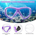 Kids Snorkel Set Dry Top Snorkeling Gear for Kids Youth Boys Girls Junior Age 5-15,Tempered Glass Swimming Diving Mask and Snorkel Set 180 Degree Panoramic View