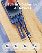 charmast 20000mAh Portable Charger with Built in Cables, 22.5W Travel Power Bank Fast Charging, USB C Cell Phone Battery Pack for iPhone 16/15/14/13/12/11 Series, iPad, Samsung, Android, Tablet