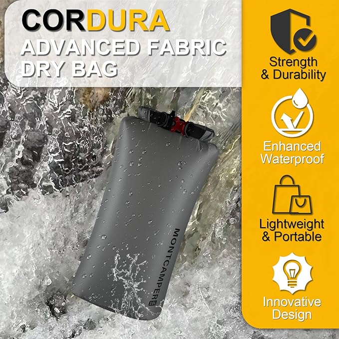 Waterproof Dry Bag with Survival Whistle-Enhanced Tear-resistant CORDURA Fabric-Lightweight Storage Sack for High-Intensity Adventures-Float on Water-Keep Luggage Dry&Organized(10L/Grey)