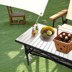 Large Folding Camping Table Aluminum with Storage for 4-6 People 55"X27.5" Roll Up Tall Outdoor Portable Table Lightweight with Carry Bag for Picnic BBQ Backyard Beach