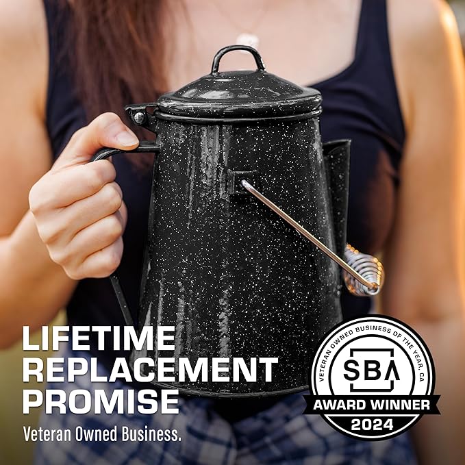 COLETTI Classic Camping Kettle - Tea and Camp Kettle, NO Aluminum or Plastic, Ideal for Boiling Water (Black)