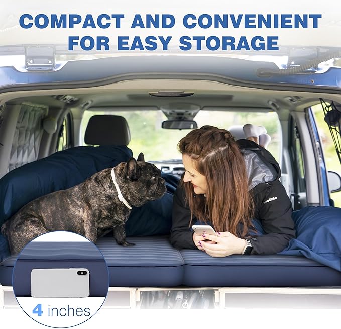 OUTSKIRT Ultralight Self Inflating Sleeping Pad, 4" Thick Camping Mattress with Pump Pack, 9.5 R-Value Insulated Sleeping Mat, Portable Camping Bed for Tent, Car, Truck or Van, 4 Season Camp Mattress