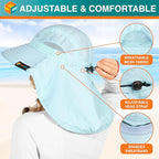 SUN CUBE Wide Brim Sun Hat with Neck Flap, UPF50+ Hiking Safari Fishing Hat for Men Women, Sun Protection Beach Hat