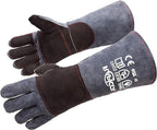 Fireplace Gloves Fire Heat Resistant: Dark-Grey 16IN 932℉ - Fireproof Leather for Fireplace Fire Pit Wood Stove Campfire Furnace BBQ Grill Oven Stick Mig Welding Welder Gear - Birthday Gift XL
