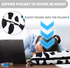 Solaris Travel Wearable Blanket with Sleeves, 2 in 1 Packable Airplane Pillow Blanket for Adult Women Men, Soft Cozy Warm Snuggy Body Blanket for Outdoor Indoor Home Lounge, Cow Print