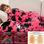 Cow Print Electric Heated Blanket Queen Size,84X90 Pink Heating Blanket Queen With Dual Control&Timer&10 Heat Levels,Highland Cow Decor Fleece Sherpa Blankets Warmer Gifts for Bed Women Adults,ETL