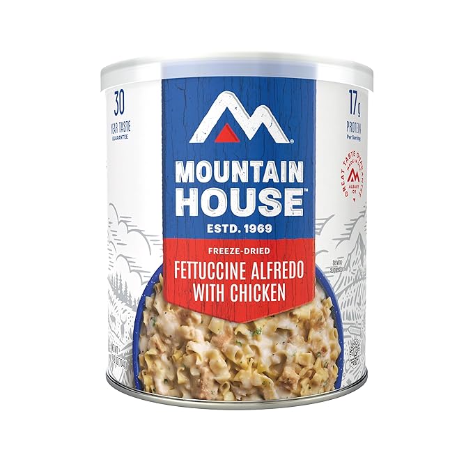 Mountain House Fettuccine Alfredo with Chicken FreezeDried Food for Camping, 9 Servings, 30Year ShelfLife