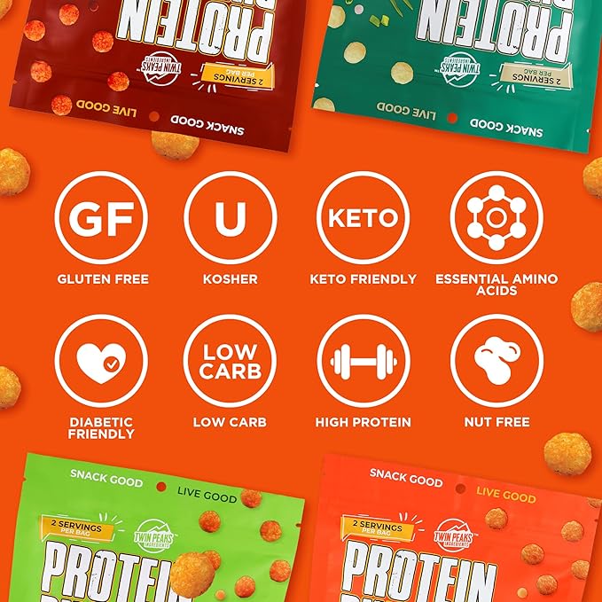 Twin Peaks Protein Puffs & Italian Dressing Starter Pack – Low Carb, Keto-Friendly, High Protein, Gluten-Free Snack