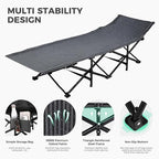 JEAREY Camping Cot for Sleeping 28" Extra Wide, Heavy-Duty 1200D Oxford Foliding Cots for Adults Portable with Mattress, Carry Bag for Guest, Travel, Hiking, Black