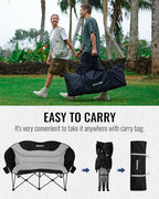 KingCamp Double Camping Chair, Oversized Heavy Duty Loveseat for Adults Portable Folding XL 2 Person Couch Padded Comfortable Two Seat with Cup Holder for Outdoor Lawn Backyard