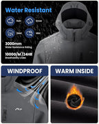 WULFUL Men's Softshell Jacket Waterproof Lightweight Insulated Windbreaker Fleece Lined Rain Shell Jacket for Hiking Travel