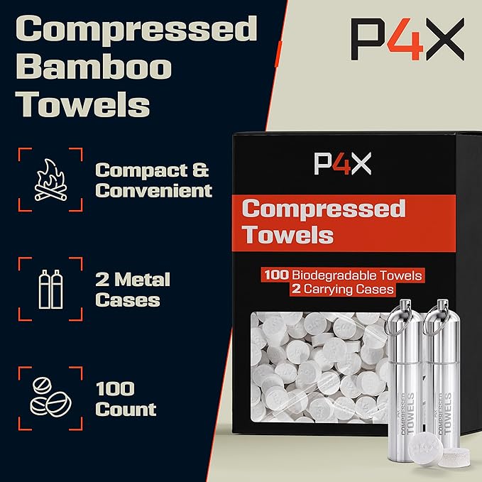 Compressed Towel Tablets - 100% Bamboo Camping Toilet Paper Tablets, Great for Hiking, Travel and Backpacking - Disposable Washcloths, Body Wipes, Paper Towel Coin Tissue - 100/250/500 Pack