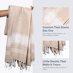Cotton Turkish Beach Towel with Towels Oversized 36"x72" Pool Absorbent Extra Large Quick Dry Sand Travel Towel (Beige, 4 Pack)