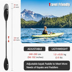 Kayak Paddles with Fiberglass Shaft and Reinforced PP Blade, Floating Adjustable Kayaking Oars, 3 Piece, 220-240 cm/86-94 Inches, 240-260 cm/94-102 Inches
