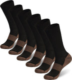 FOOTPLUS Hiking Copper Compression Socks,Unisex Cushioned Sole Arch Support Athletic Crew Running Socks
