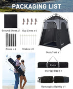 KingCamp Shower Tent, Portable Privacy Tent Outdoor Camping 1/2 Room Toilet Tents with Shower Bag & Dressing Room for Beach, Camping & Hiking
