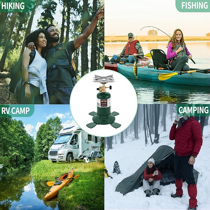 Propane Cylinder Top Stove with Adjustable Burner, Portable Camping/Backpacking Cooker 10000BTU,Camping Stove Propane,Single Burner Propane Stove,Camp Gas Stove with a USB Ligther (Fuel not included)