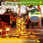 Solar Lanterns Outdoor Waterproof Butterfly Birthday Gifts for Women Mom Grandma Garden Decor Flower Metal Hanging LED Decorative Light for Patio Yard Lawn Backyard Front Porch Gardening Gifts