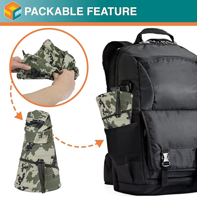 SUN CUBE Wide Brim Sun Hat with Neck Flap, UPF50+ Hiking Safari Fishing Hat for Men Women, Sun Protection Beach Hat