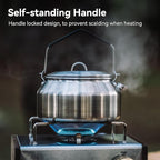 1L Camping Kettle, Portable Camp Tea Coffee Pot, Lightweight Stainless Steel Teapot, Fast Heating Boiling Water, for Outdoor Campfire Hiking Camping Picnic