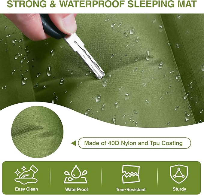 Sleeping Pad for Camping, 5" Extra-Thick Camping Mat with Pillow Built-in Foot Pump, Ultralight Inflatable Sleeping Mat for Camping, Backpacking, Hiking, Camp Tent