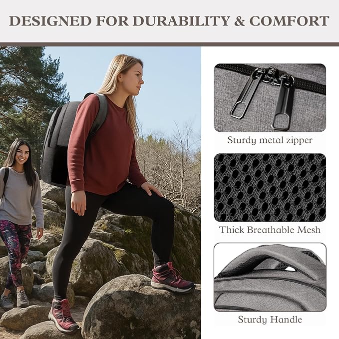 Travel Backpack, Laptop Backpack For Men Women, 17 Inch Water Resistant Slim Casual Daypack College School Travel Computer Nurse Work Bag Gift for Men & Women, Grey