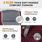 Oversized Camping Chair for Large Adults Heavy Duty 400 lbs Capacity, Comfortable Padded Folding Lawn Chair with Back & Headrest Support and Cup Holder, Portable Outdoor Chair with Carry Bag