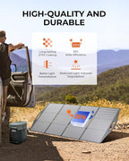 200W Solar Panel, BigBlue SolarPowa 200 Solar Panel Charger with Kickstand for Camping, IP68 Waterproof, Portable and Lightweight, 25% Solar Efficiency, DC5521/8020/7909/ XT60 Plug for Power Station