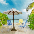 Folding Patio Lawn Webbed Chair Set of 2, Portable Outdoor Beach Chair for Adults, Camping Chair Steel Frame 300lbs Capacity for Yard, Garden Dining, Party, Picnic, Yellow
