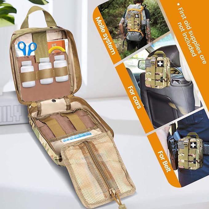 Medical Molle Pouch Tactical - 1000D Nylon First Aid Pouch, Big Capacity EMT Pouch Utility, Heavy Duty Military Grade Rip-Away Ifak Pouch for Home and Outdoor Activities（Bag Only