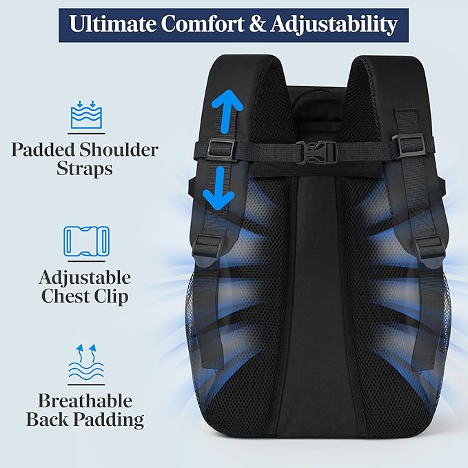 SUN CUBE Cooler Backpack 33 Can, Leakproof Insulated Backpack Cooler for Men Women, Camping Cooler Backpack for Beach Travel Hiking, Waterproof Lunch Backpack, Black