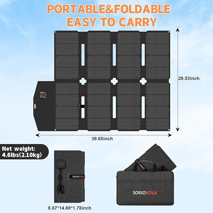 100W Portable Solar Panel MC-4 Foldable Solar Panel Charger Kits 18V IP68 Waterproof Lightweight and Compact for Small Power Station RV Travel Outdoor Activities